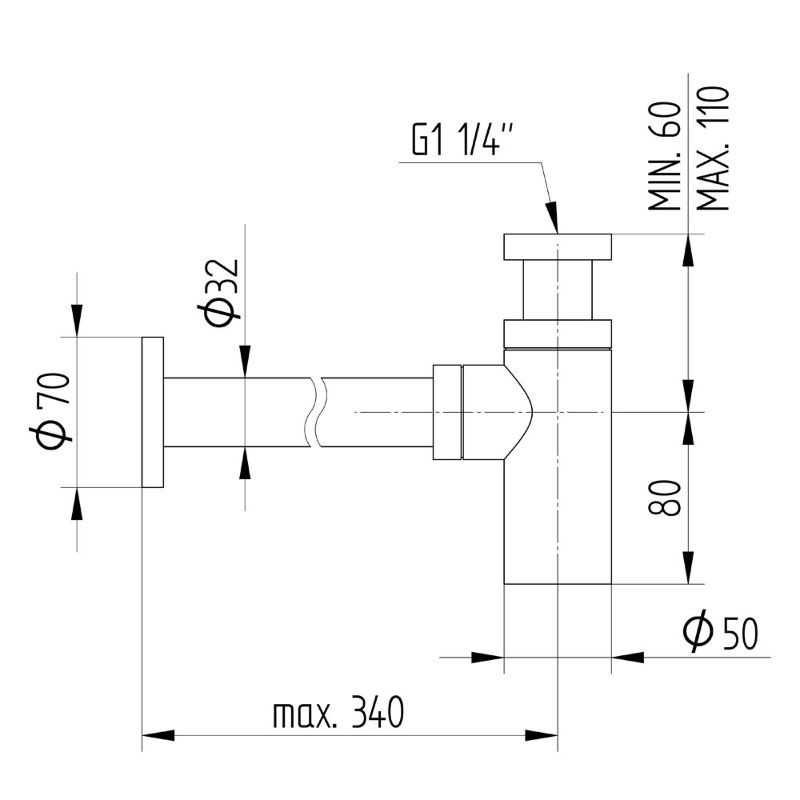 Linear Design Sifon für Waschtisch