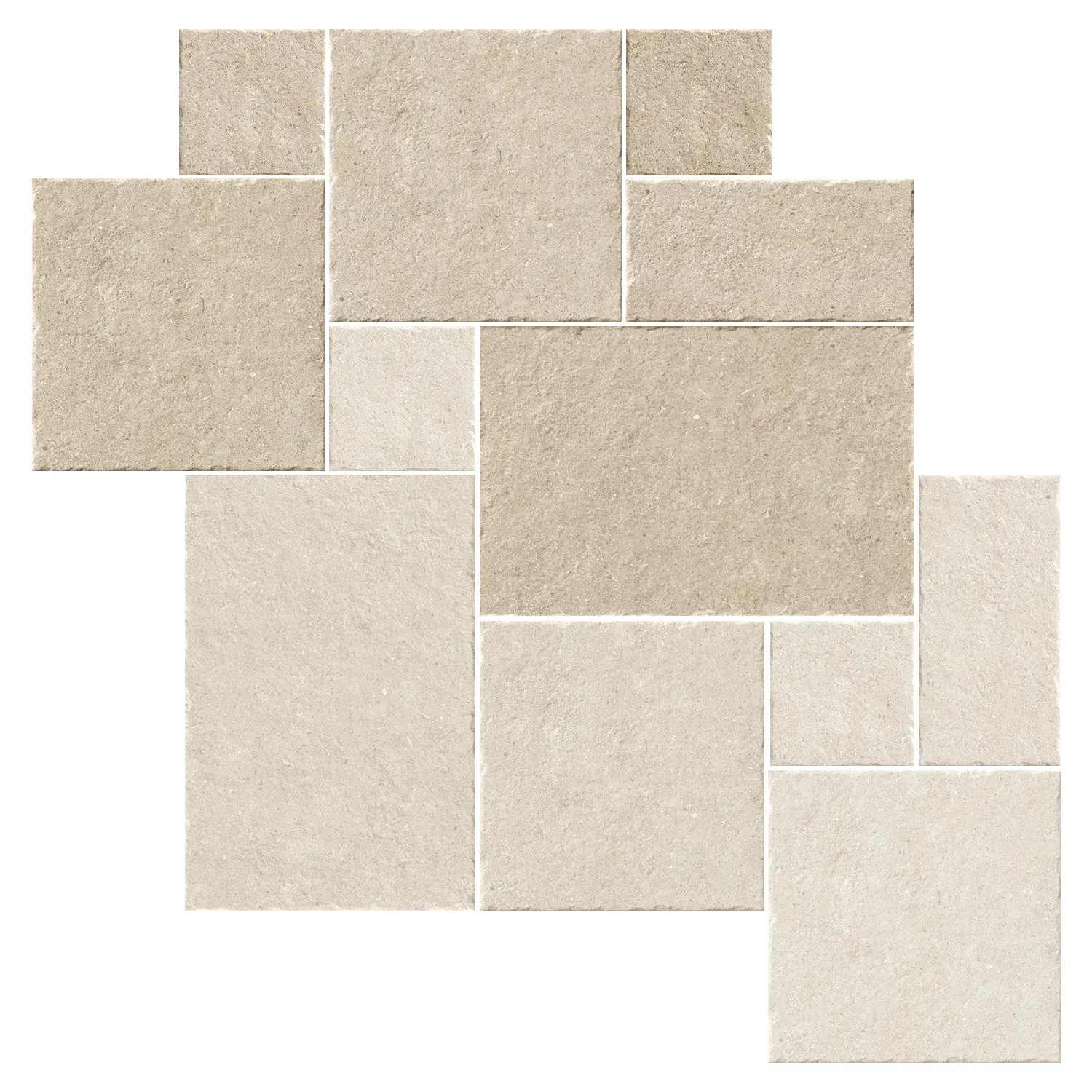 Steinoptik Fliese Sedimenti Beige Tumbled Römischer Verband