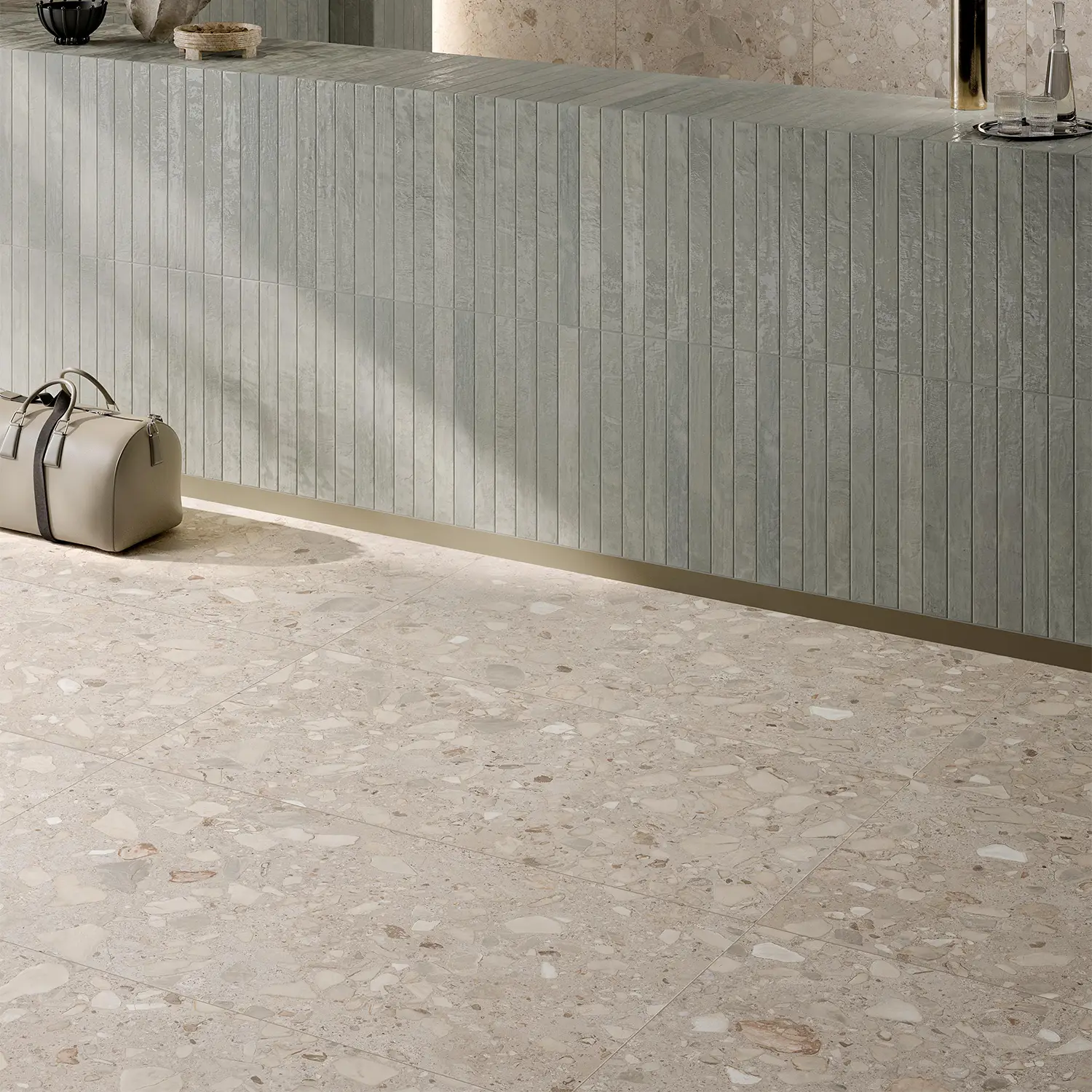 Terrazzo Fliese Shell Ivory Light 60 x 120 cm