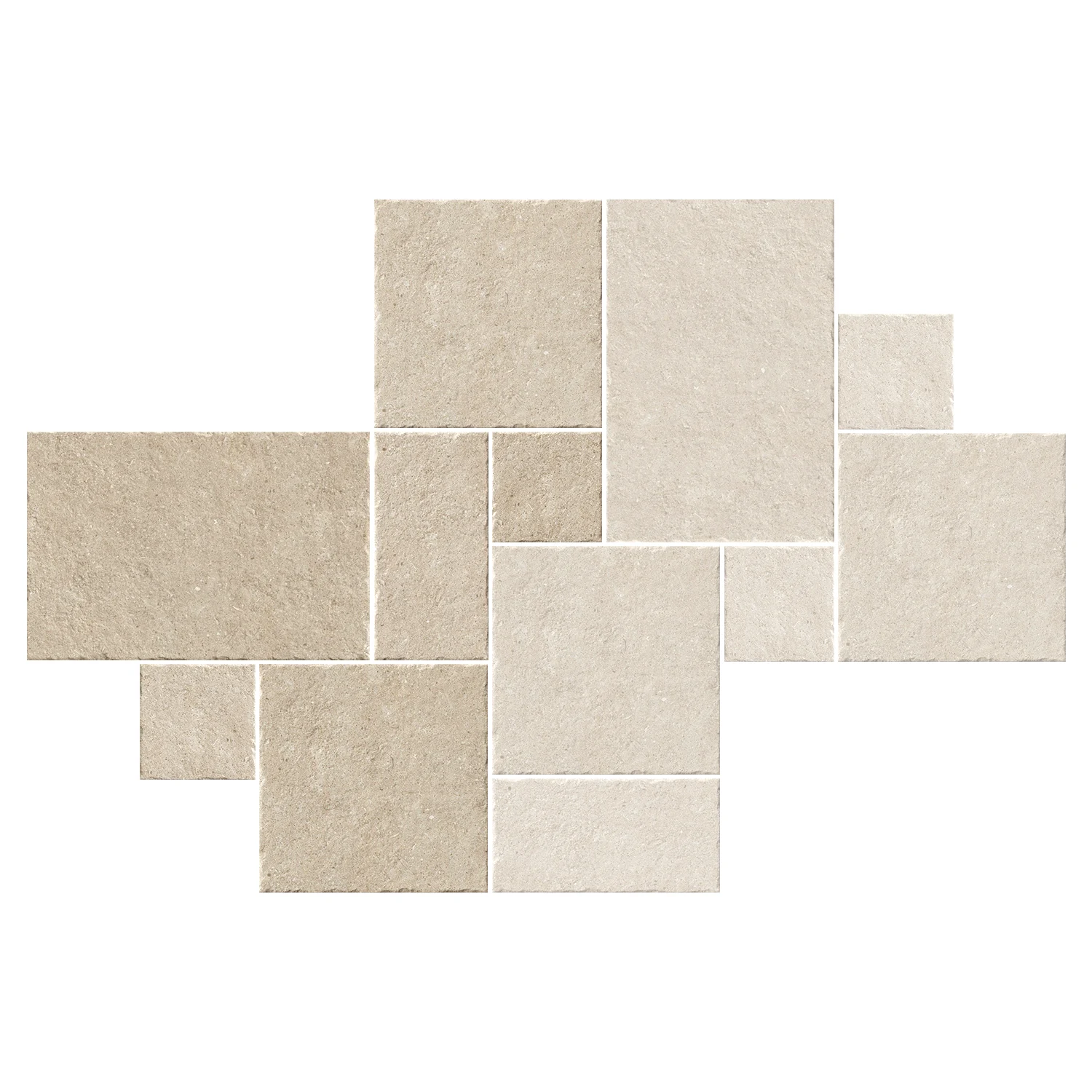 Steinoptik Fliese Sedimenti Beige Tumbled Römischer Verband