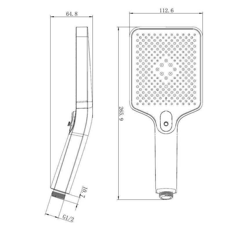 Design Handbrause Eckig Schwarz Matt