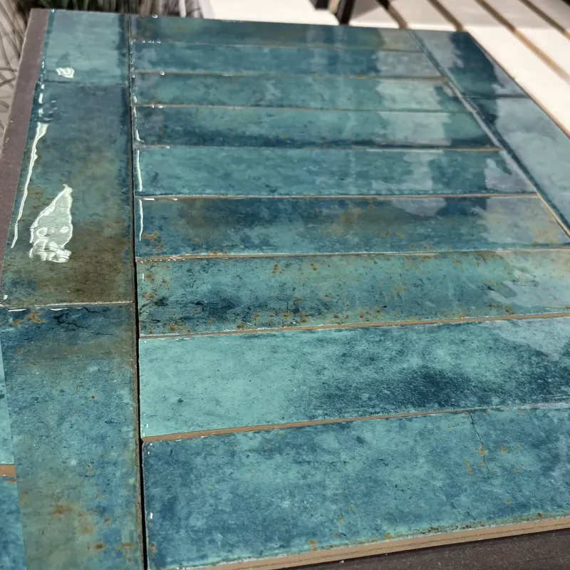 Wandfliese Vintage Brick Feel Turquoise 6 x 25 cm