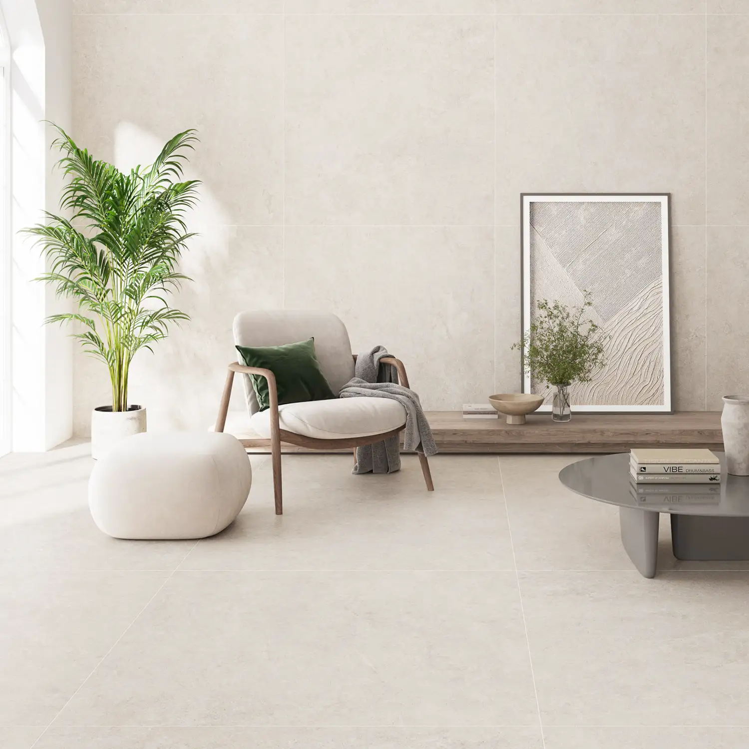 Steinoptik Fliese Babylon Creme 60 x 60 cm