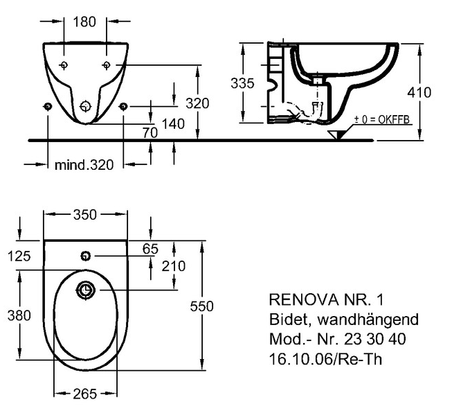 Geberit Renova Bidet wandhängend