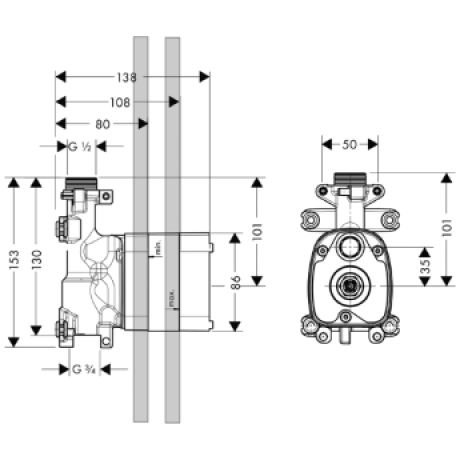 Hansgrohe Axor Starck Grundkörper Handbrausenmodul DN15