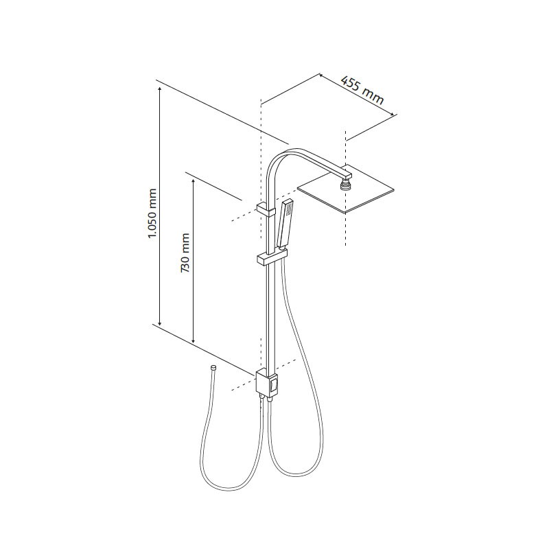 HSK RS 500 AquaSwitch Universal ShowerSet Kopfbrause eckig