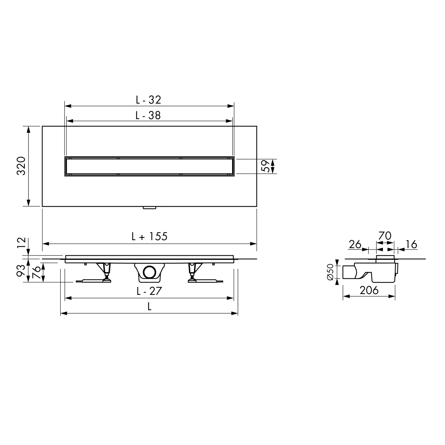 ESS Easy Drain DrainFit Basic Duschrinne mit Wenderost