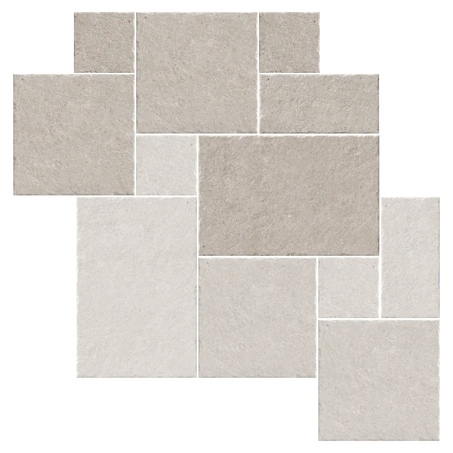 Steinoptik Fliese Sedimenti Grey Tumbled Römischer Verband