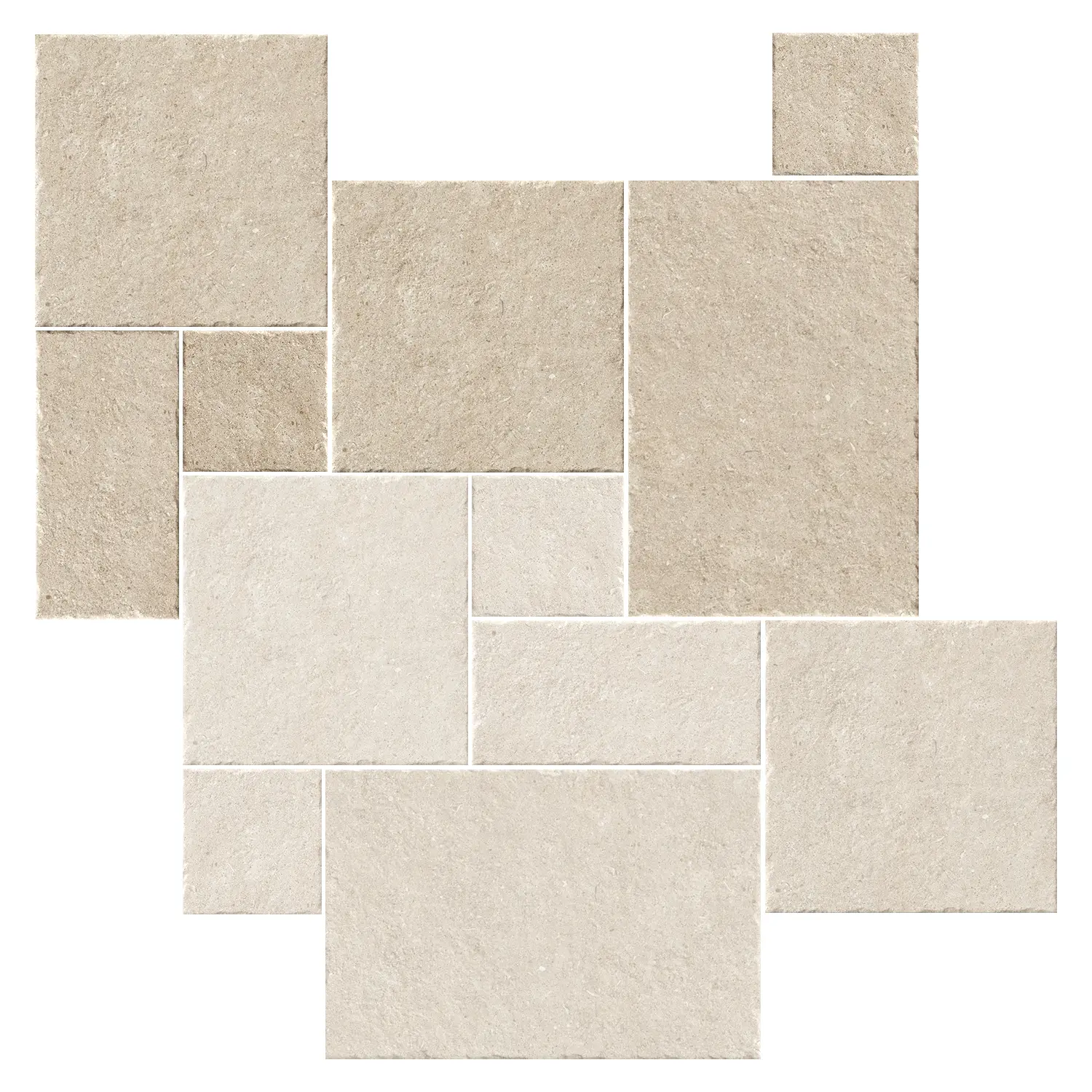 Steinoptik Fliese Sedimenti Beige Tumbled Römischer Verband