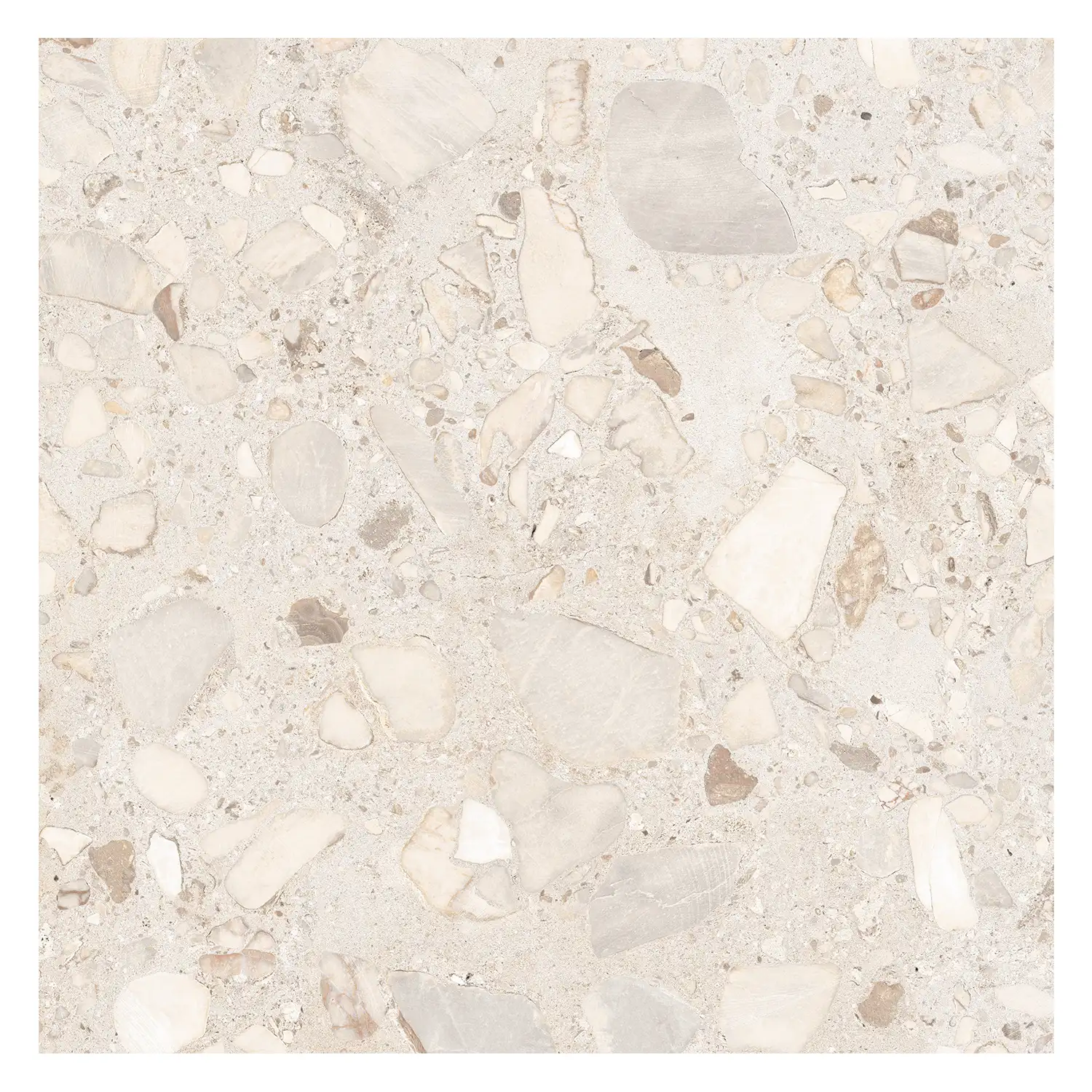 Terrazzo Fliese Shell Ivory Light 60 x 60 cm